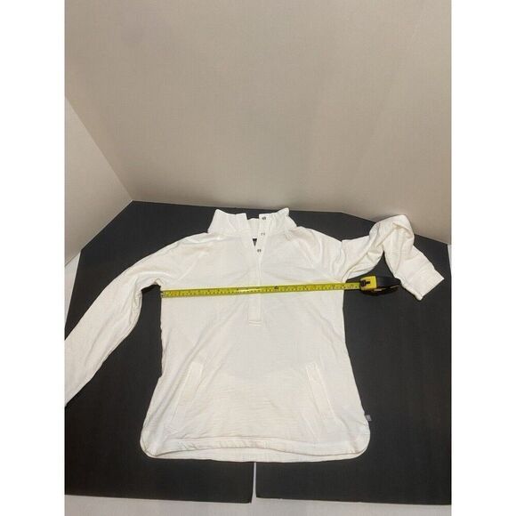 T by Talbots UPF 50+ Slub Terry 1/4 Snap Long Sleeve Pullover White Women’s Med - Picture 8 of 9